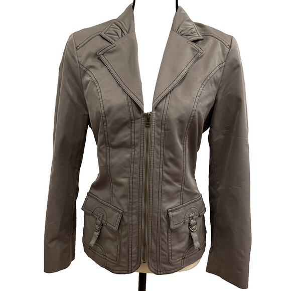 CONRAD C Women's Grey Lightweight Full Zip Jacket Collared Pockets Size 10 - Picture 2 of 5